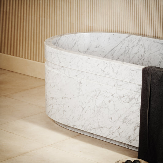 Vaso Carrara Marble Freestanding Bath 1780mm