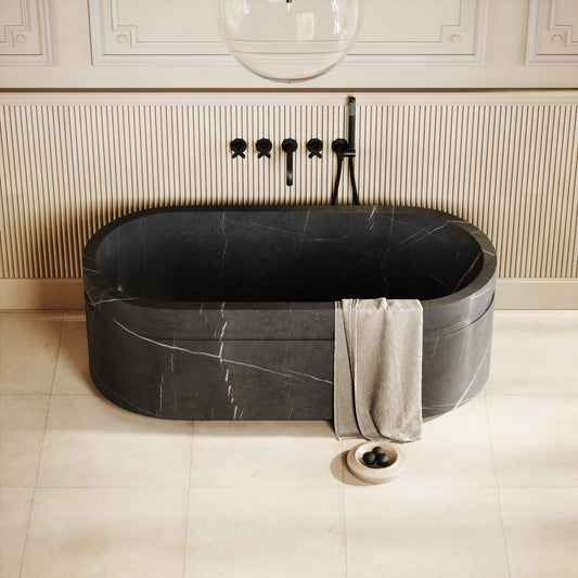 Vaso Pietra Grey Marble Freestanding Bath 1500mm