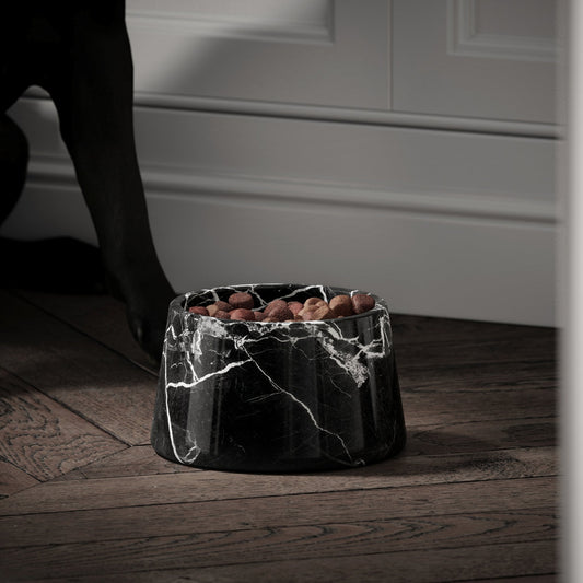Vasoni Nero Marquina Marble Dog Bowl