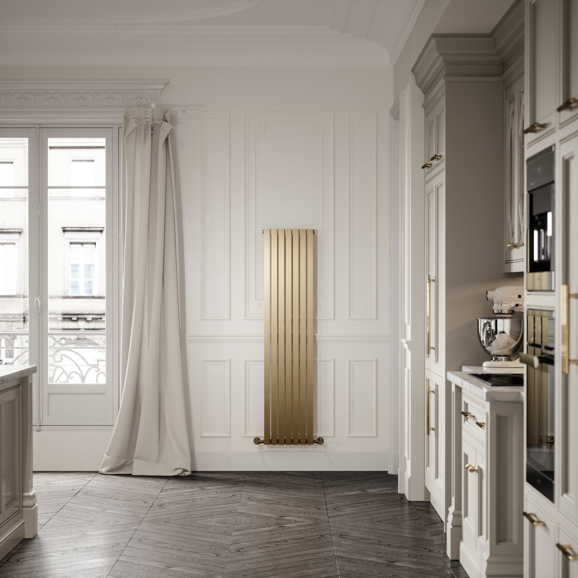 Velar Brushed Gold Designer Kitchen Radiator - LUSSO