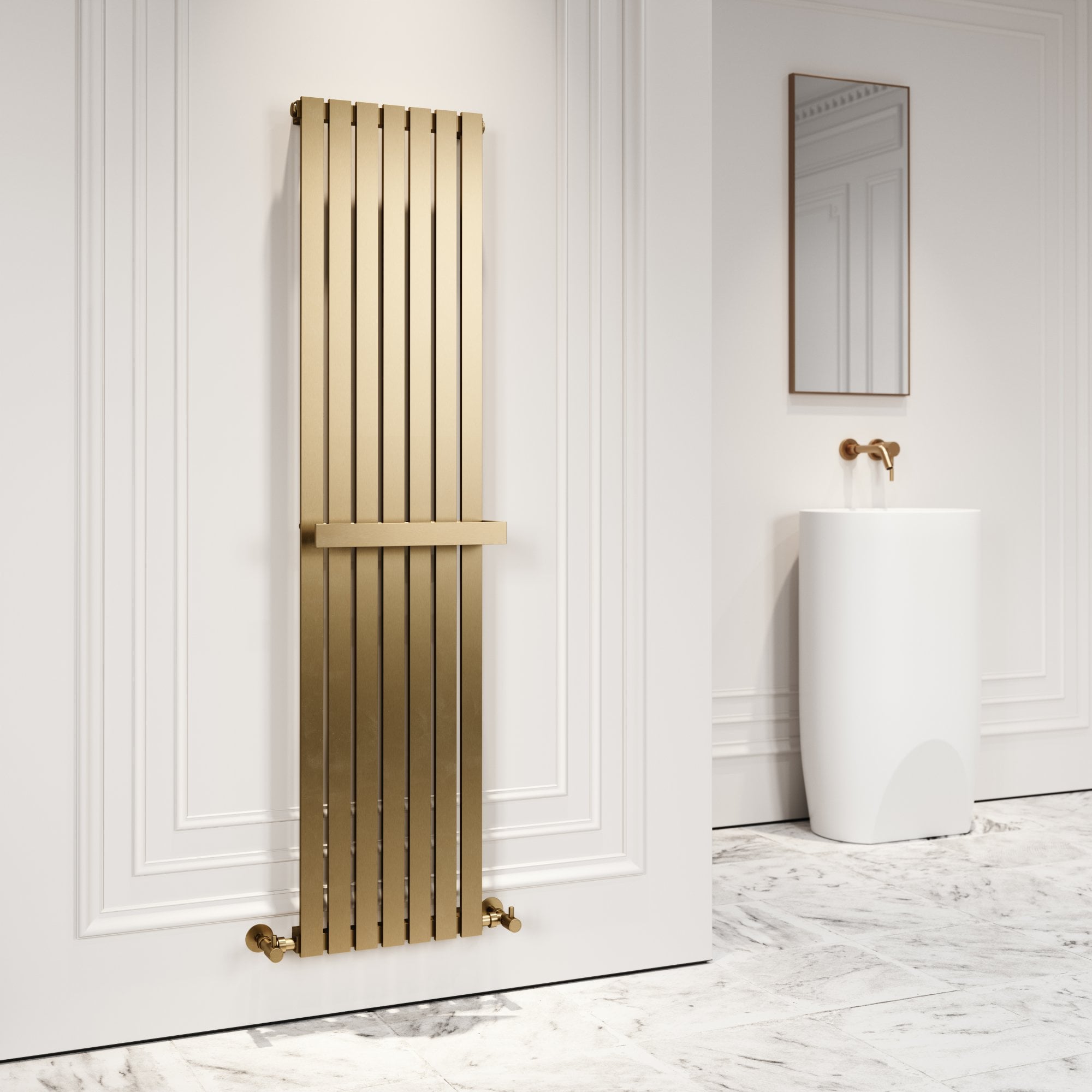 24k Gold Radiator Velar Brushed Gold Designer Bathroom Radiator - LUSSO