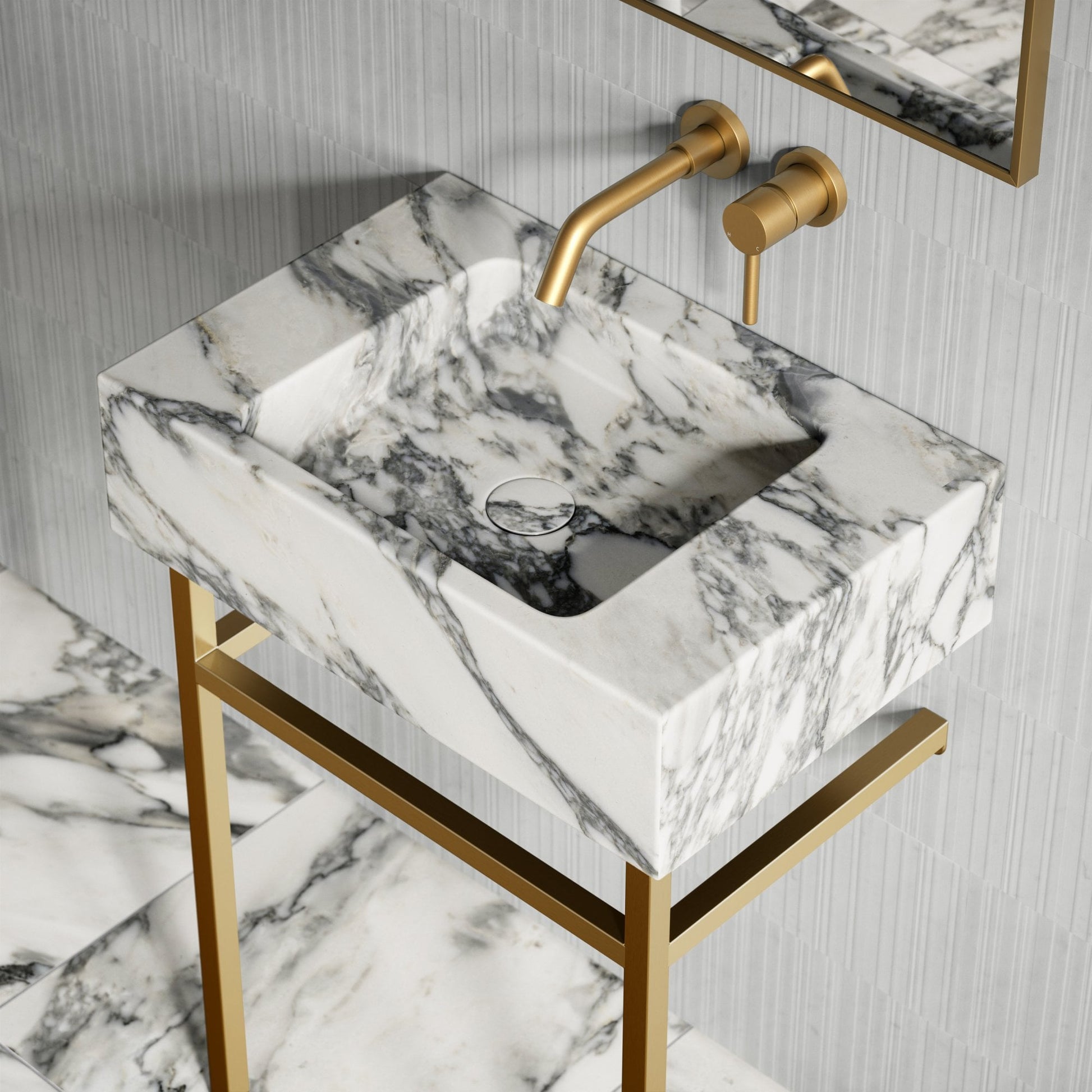 Vernante Arabescato Marble Vanity Unit 600mm