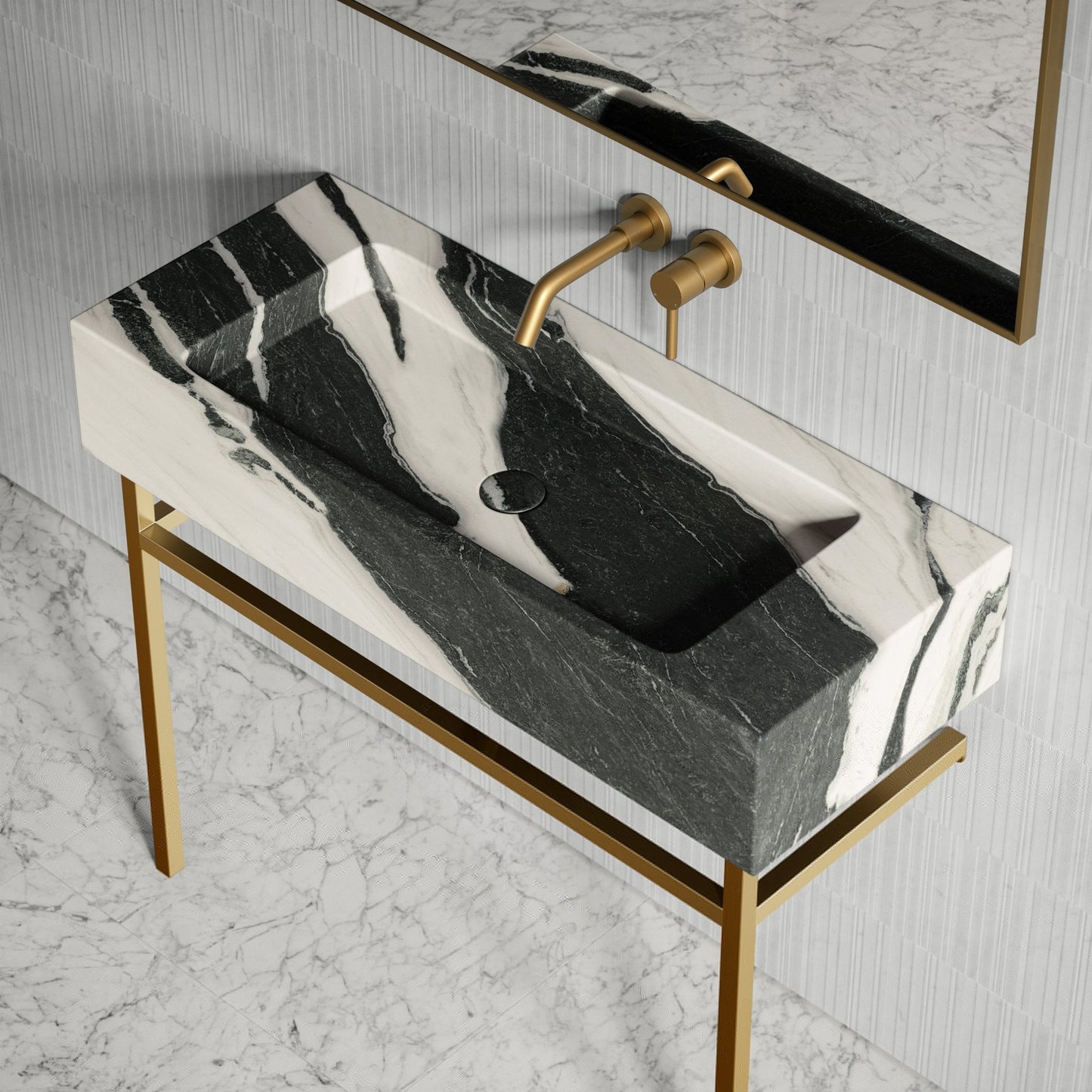 Vernante Panda Marble Vanity Unit with 1000mm