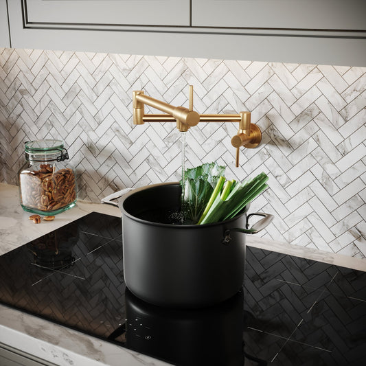 Veroni Modern Kitchen Pot Filler Tap Brushed Gold