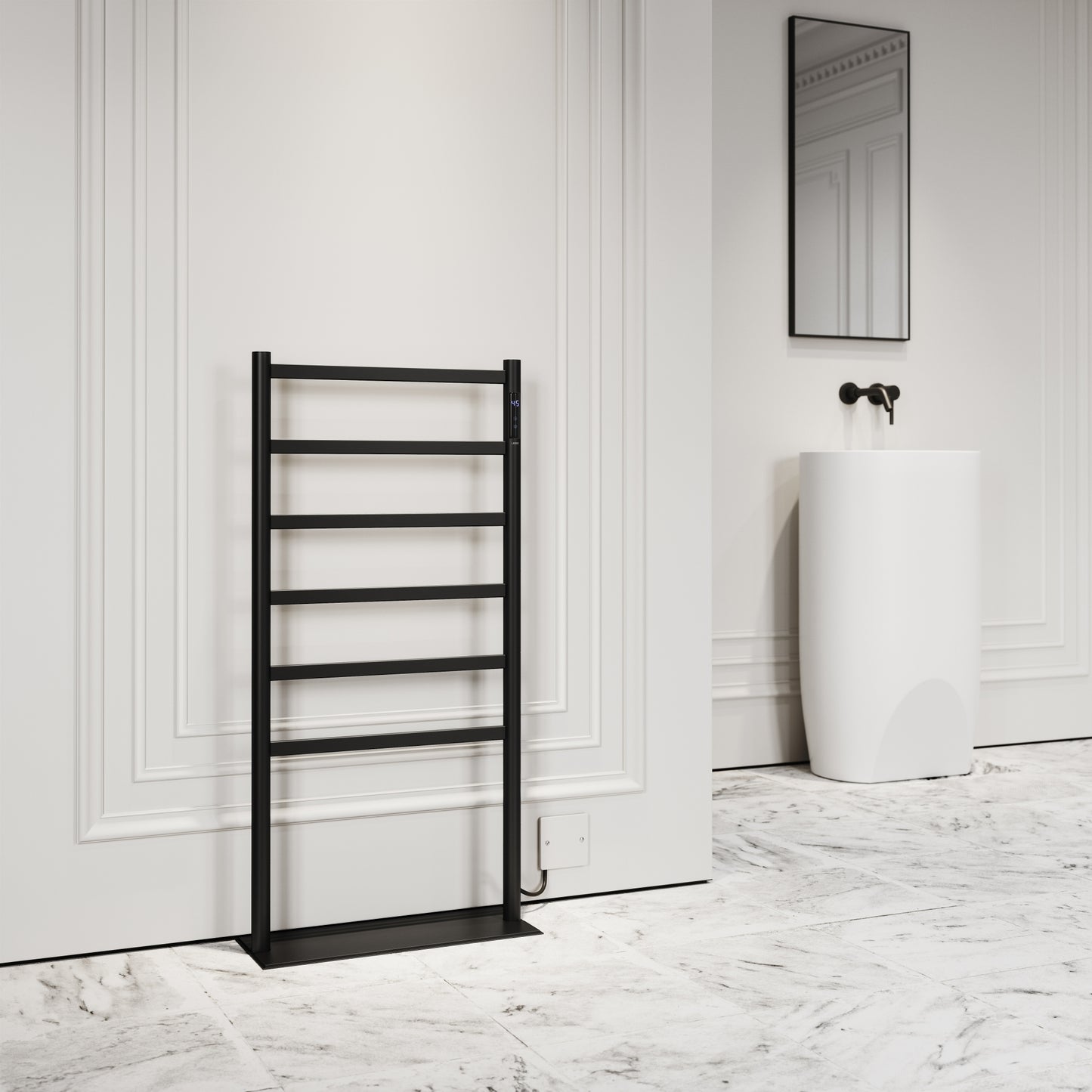 Vetro Matte Black Floorstanding Heated Towel Warmer
