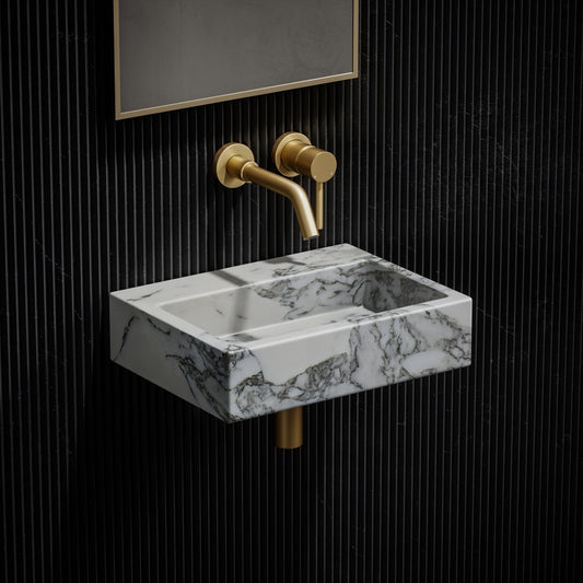 Via Arabescato Marble Wall Hung Basin 400mm