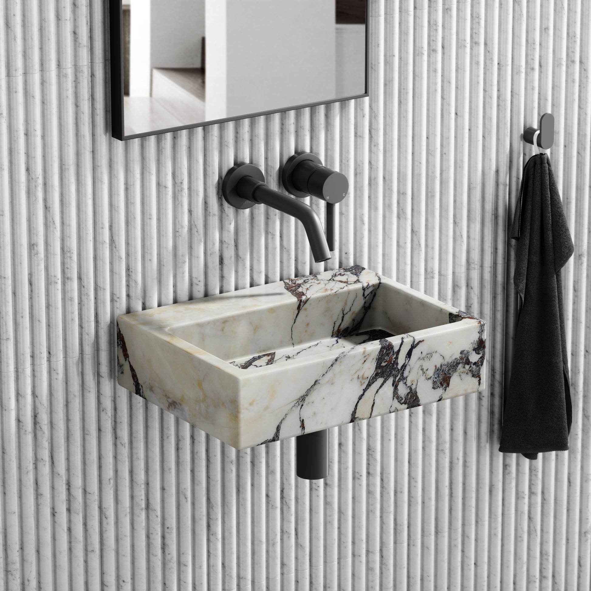 Via Calacatta Viola Marble Wall Hung Basin 400mm
