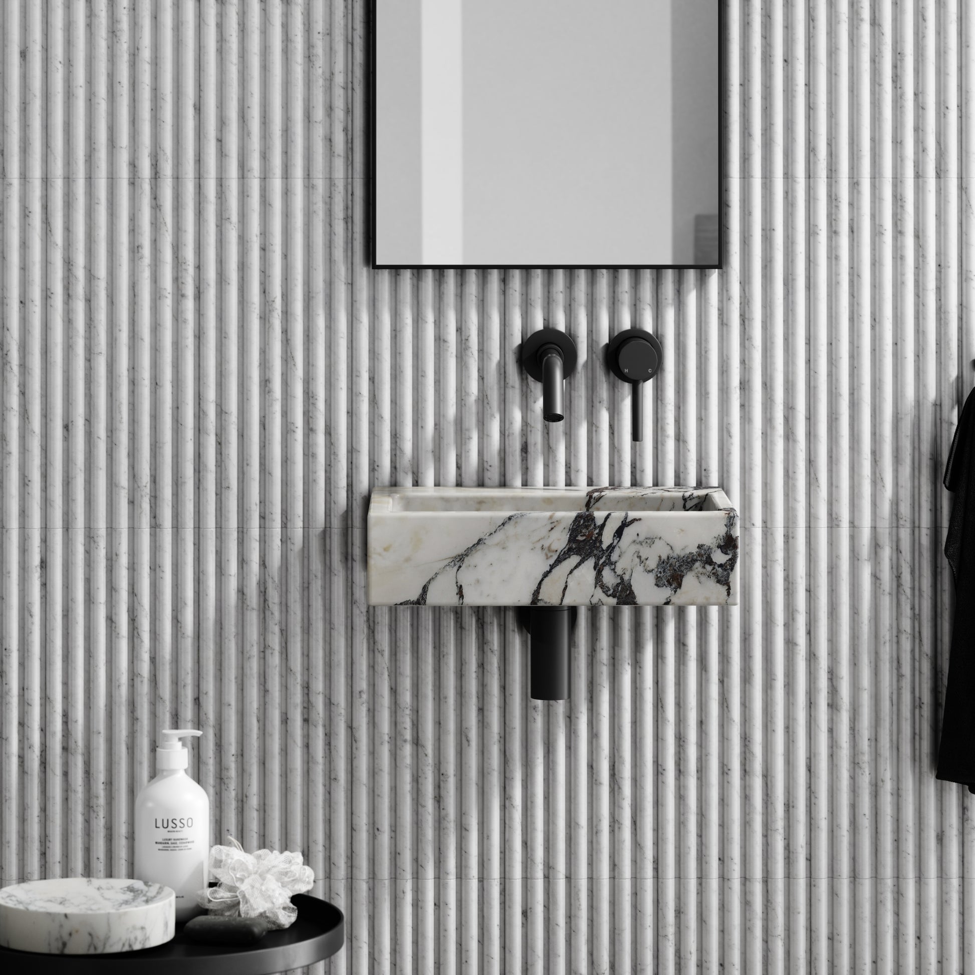 Via Calacatta Viola Marble Wall Hung Basin 400mm