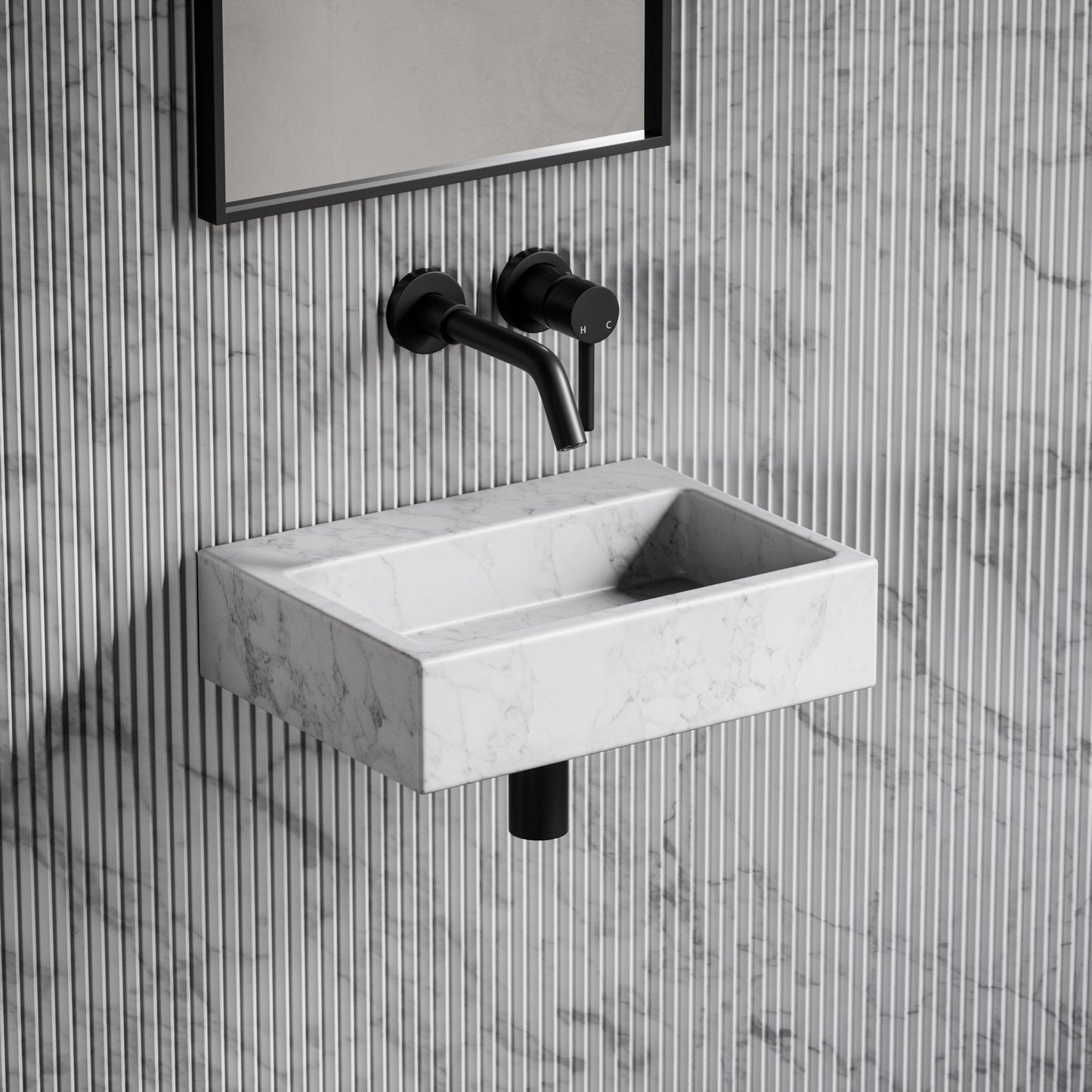Via Carrara Marble Wall Hung Basin 400mm