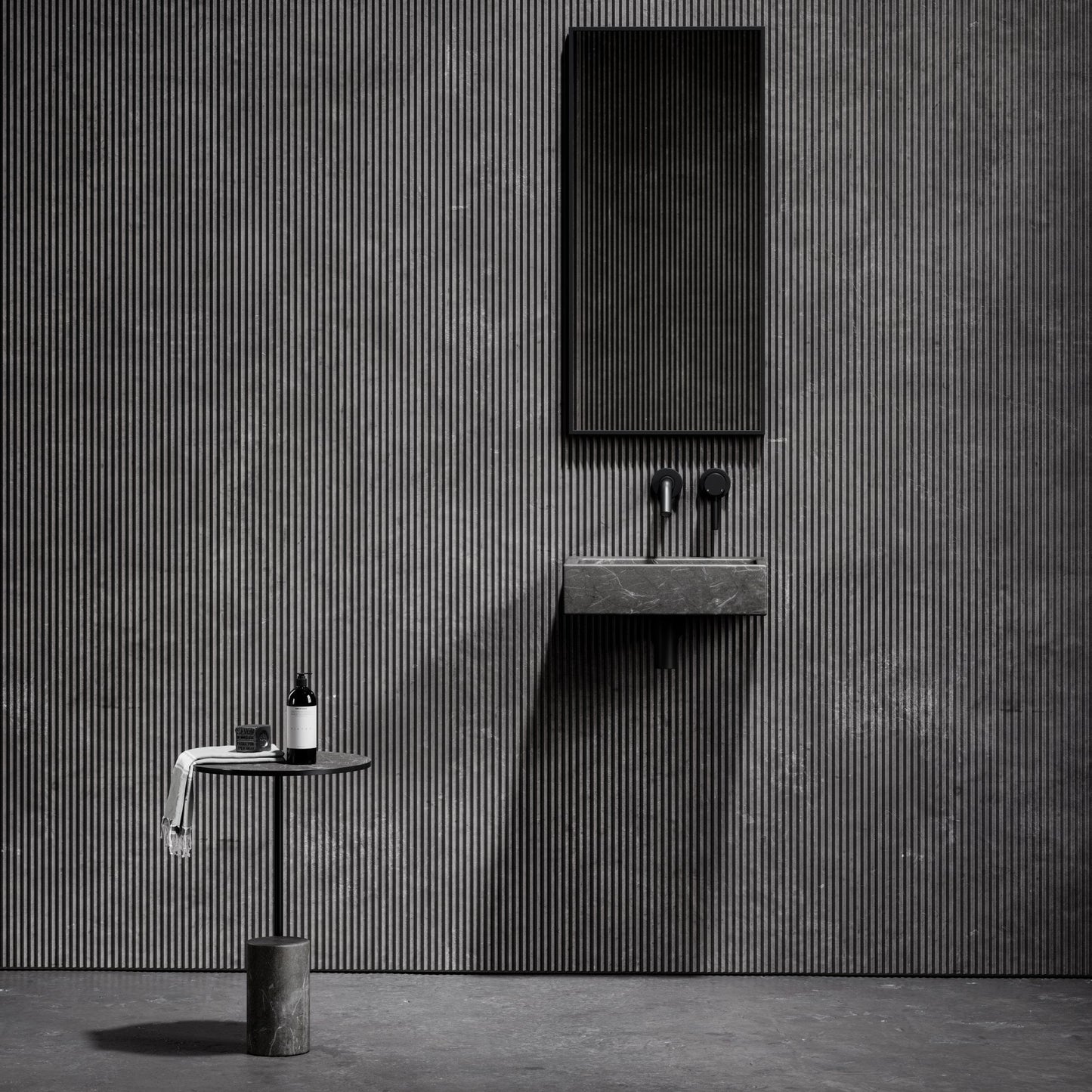 Via Pietra Grey Marble Wall Hung Basin 400mm