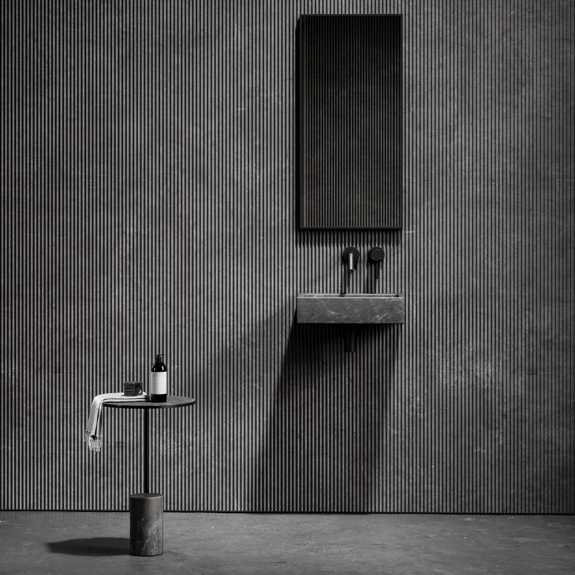 Via Pietra Grey Marble Wall Hung Basin 400mm