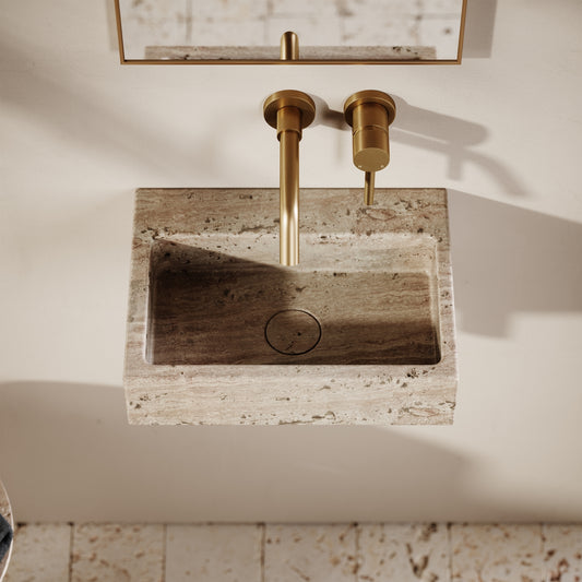 Via Travertine Stone Wall Hung Basin 400mm