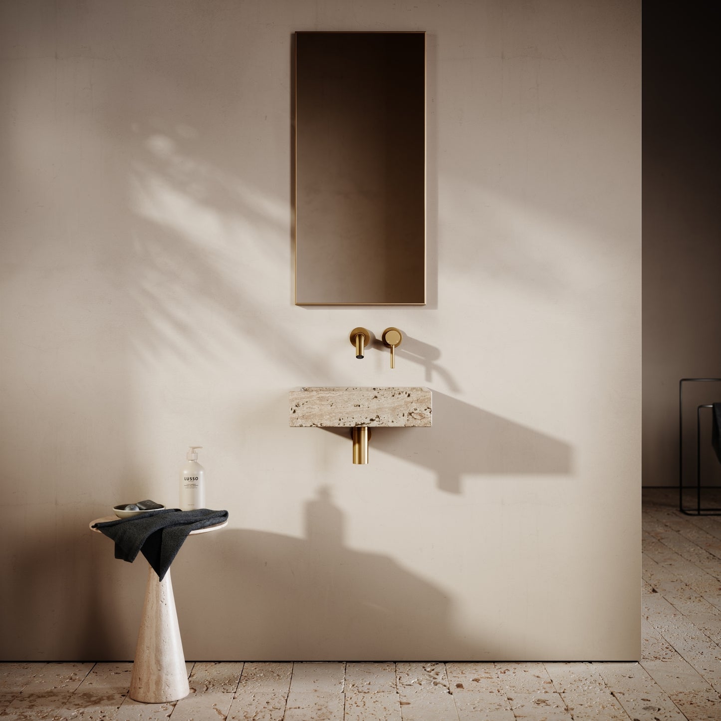 Via Travertine Stone Wall Hung Basin 400mm