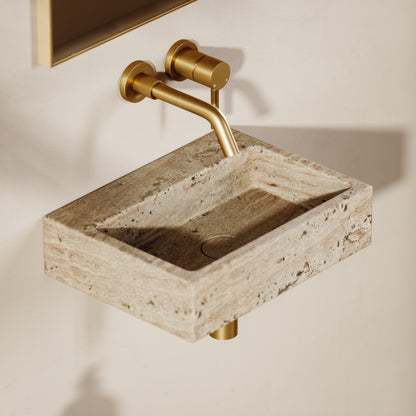 Via Travertine Stone Wall Hung Basin 400mm