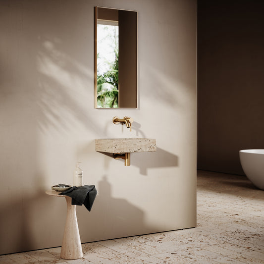 Via Travertine Stone Wall Hung Basin 400mm
