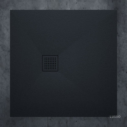 Vigo Stone Shower Tray & Waste Matte Black (ALL SIZES)