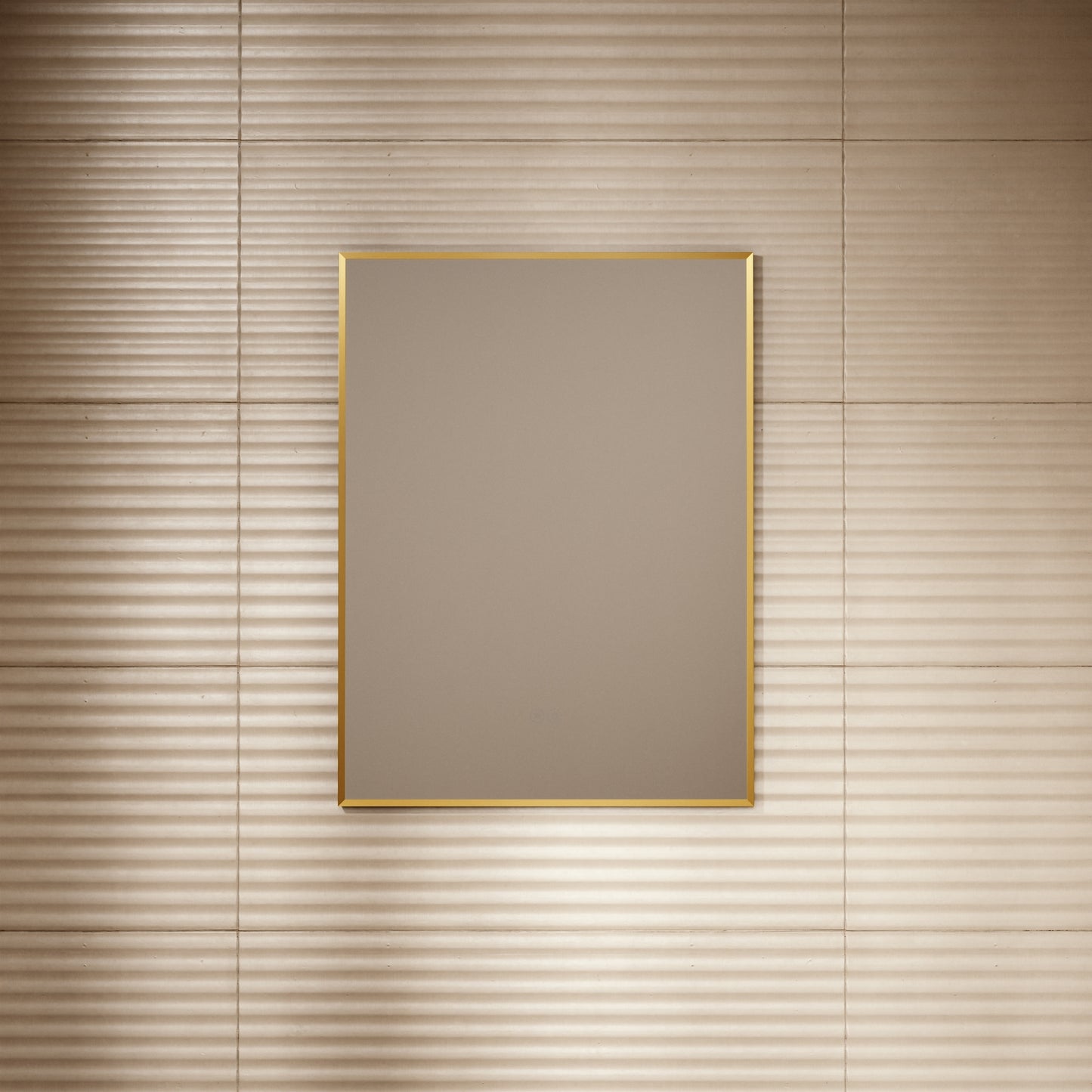Vision Brushed Gold Mirror With Natural White LED light and Demister 600mm
