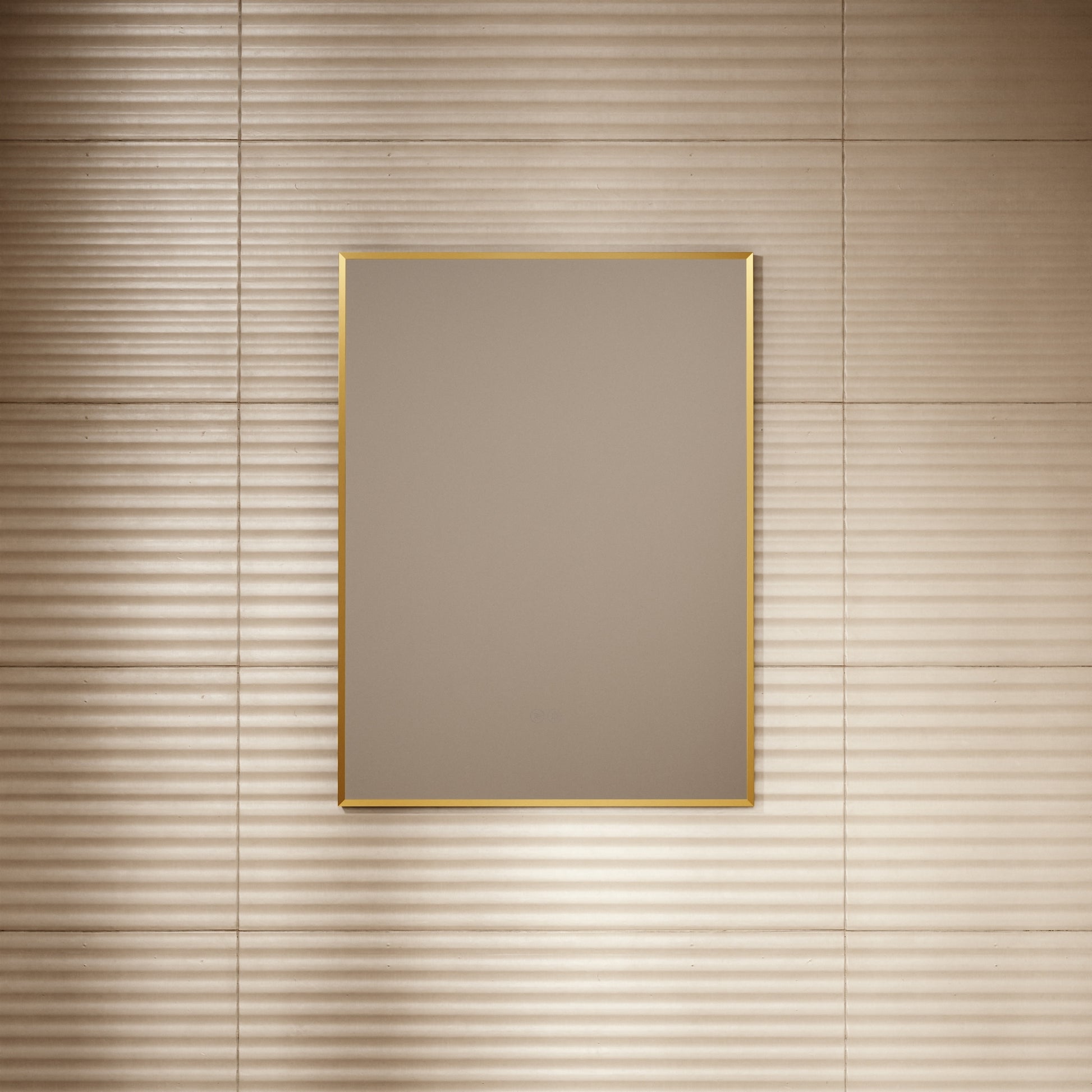 Vision Brushed Gold Mirror With Natural White LED light and Demister 600mm