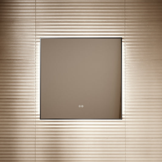 Vision Matte Black Mirror With Natural White LED light and Demister 800mm
