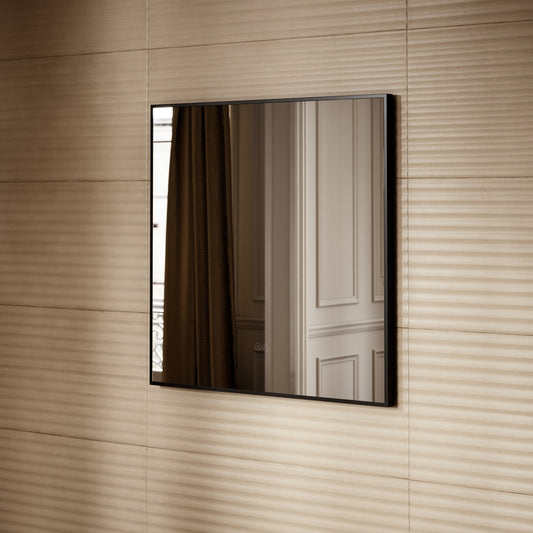 Vision Matte Black Mirror With Natural White LED light and Demister 800mm