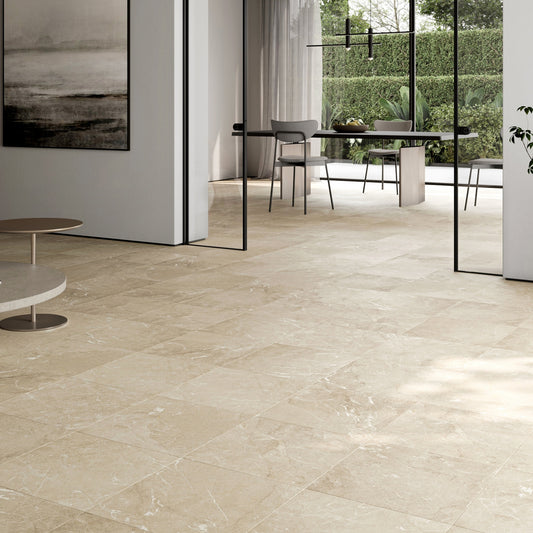 Vittorio Beige Limestone Porcelain Wall or Floor Tile 1200 x 600mm