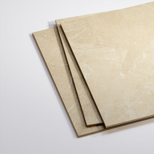 Vittorio Beige Limestone Porcelain Wall or Floor Tile 600 x 600mm
