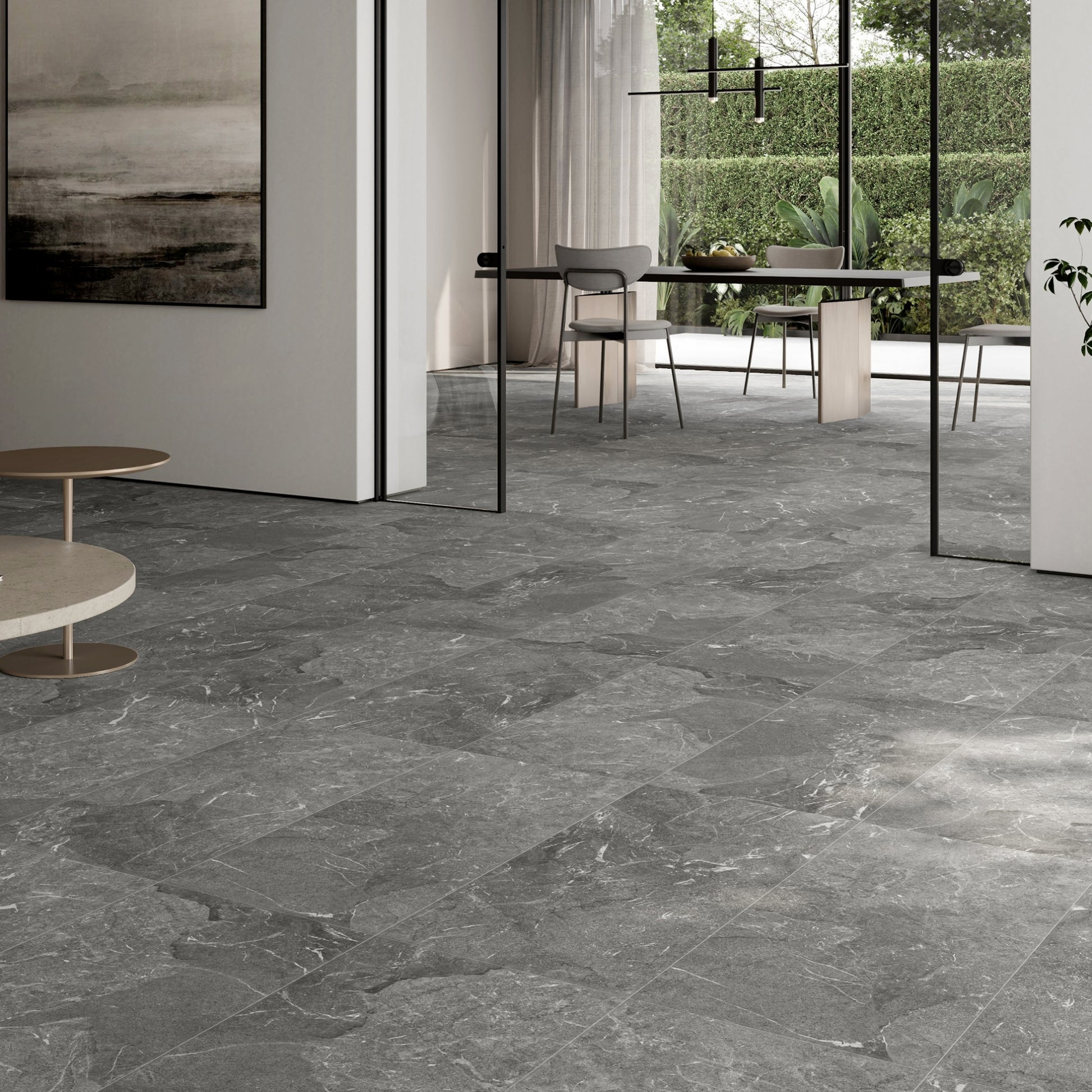 Vittorio Grigio Limestone Porcelain Wall or Floor Tile 1200 x 600mm