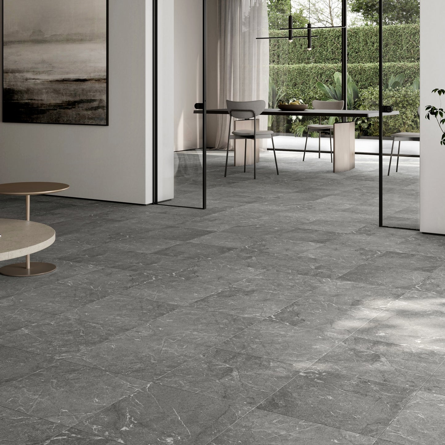 Vittorio Grigio Limestone Porcelain Wall or Floor Tile 600 x 600mm