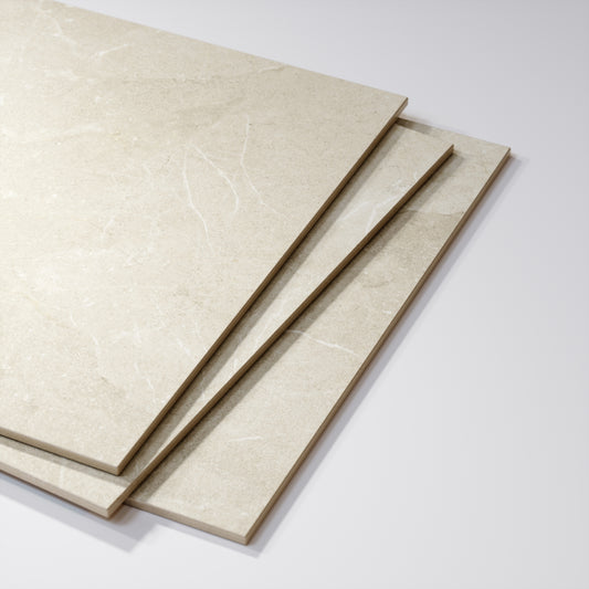 Vittorio Light Stone Limestone Porcelain Wall or Floor Tile 1200 x 600mm