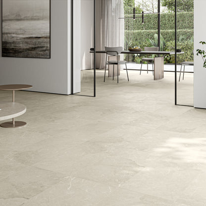 Vittorio Light Stone Limestone Porcelain Wall or Floor Tile 1200 x 600mm