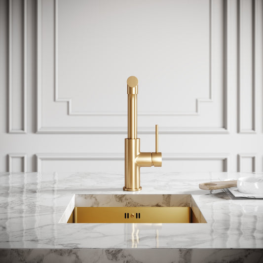 Vogue Brushed Gold Pull Out Spray Swivel Kitchen Tap