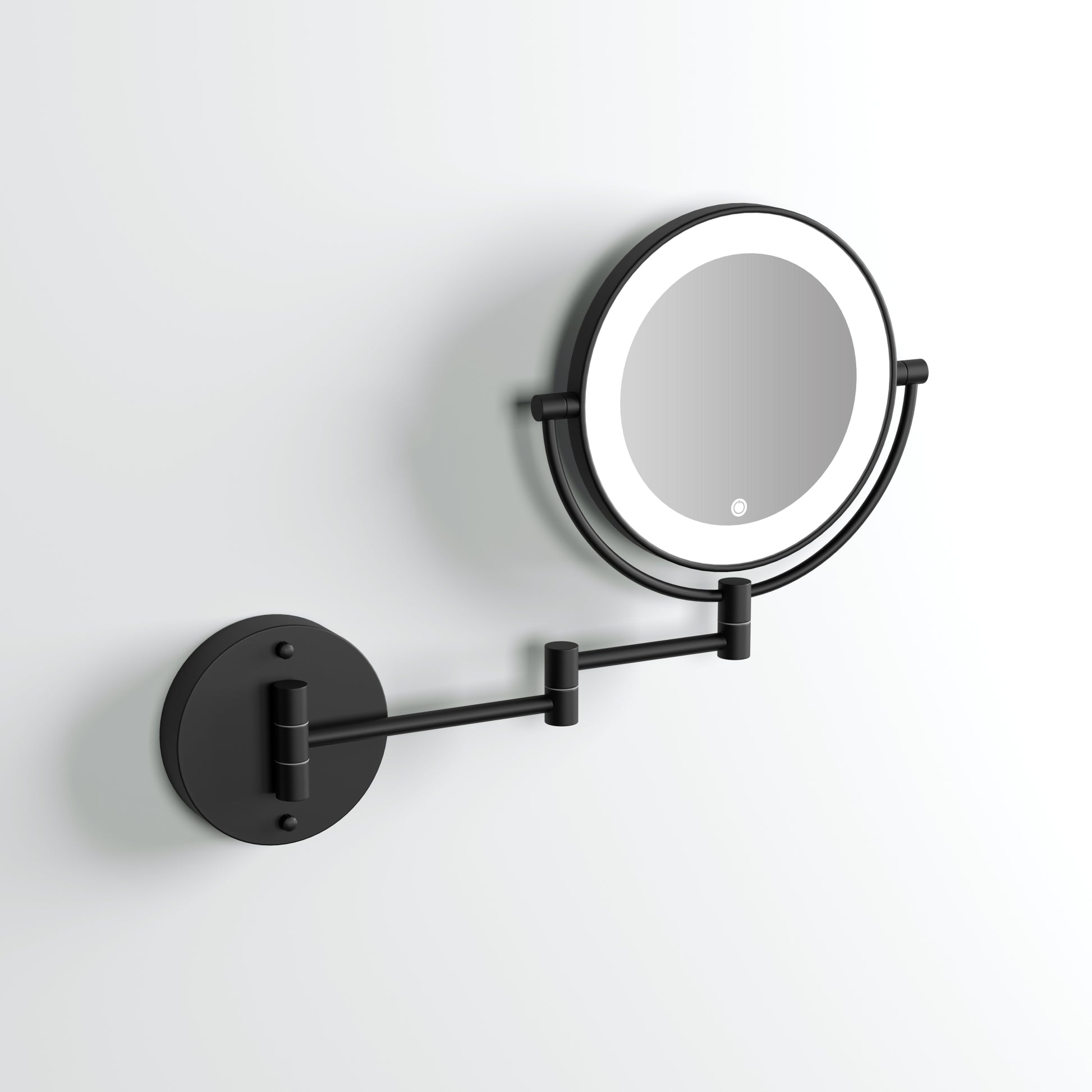 Vogue Matte Black Backlit Wall Mount Cosmetic Mirror Brushed