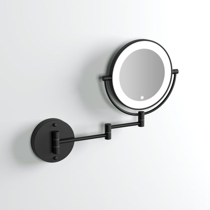 Vogue Matte Black Backlit Wall Mount Cosmetic Mirror Brushed