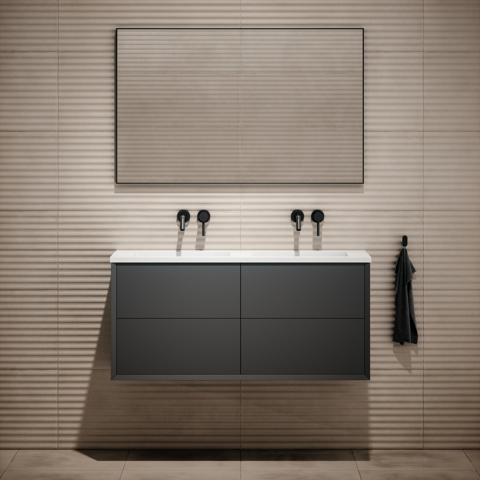 Volini Double Bathroom Vanity Unit Matte Anthracite 1200mm