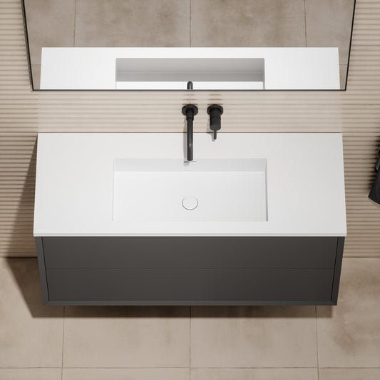 Volini Matte Anthracite Vanity Unit with Stone Basin 1200mm