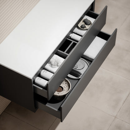 Volini Matte Anthracite Vanity Unit with Stone Countertop 1200mm