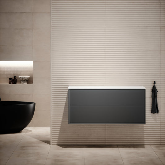 Volini Matte Anthracite Vanity Unit with Stone Countertop 1200mm