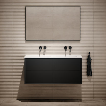 Volini Matte Black Double Bathroom Vanity Unit 1200mm