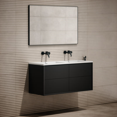 Volini Matte Black Double Bathroom Vanity Unit 1200mm