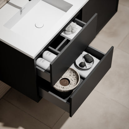 Volini Matte Black Double Bathroom Vanity Unit 1200mm