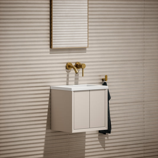 Volini Matte Cappuccino Mini Cloakroom Vanity Unit with Stone Basin 400mm