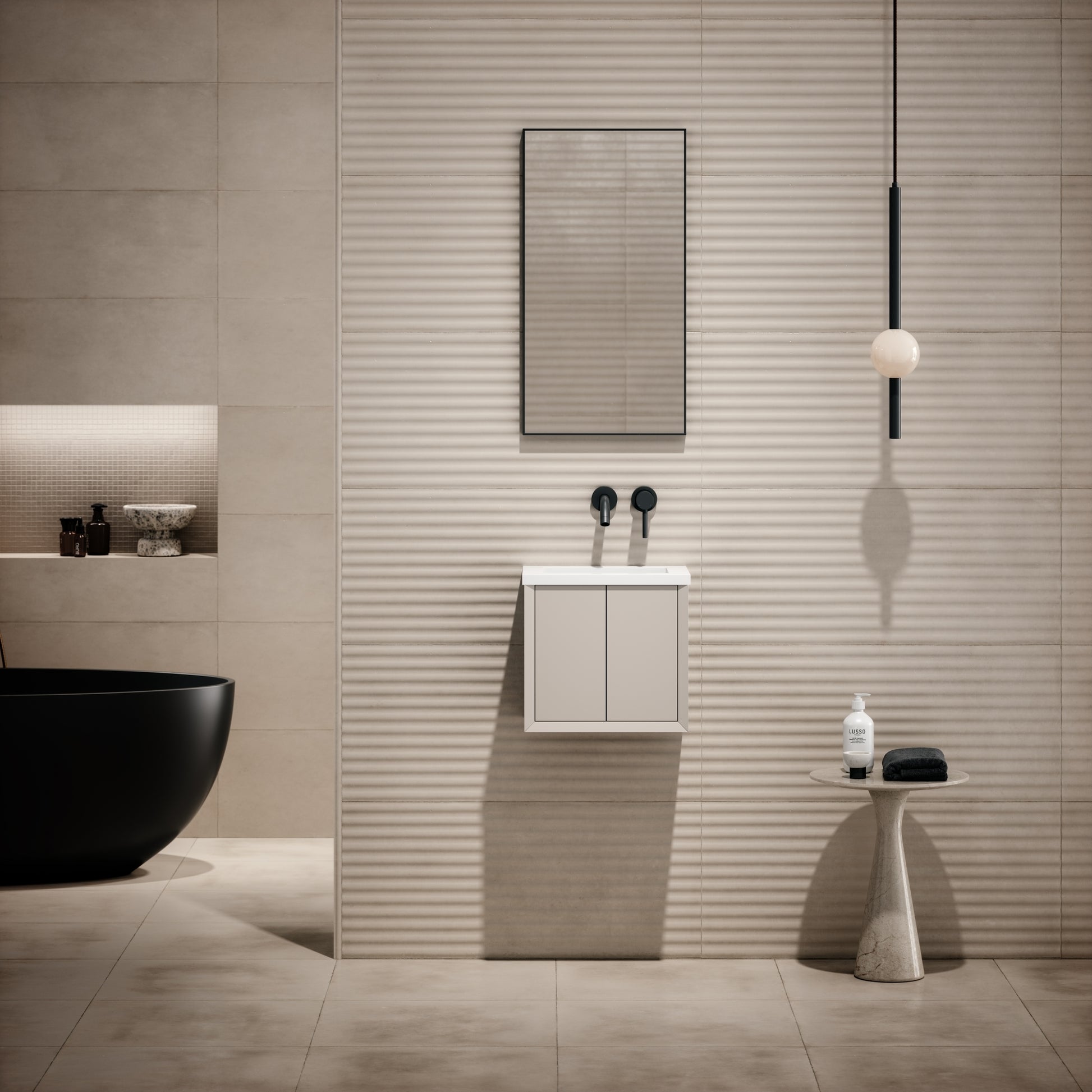 Volini Matte Cappuccino Mini Cloakroom Vanity Unit with Stone Basin 400mm