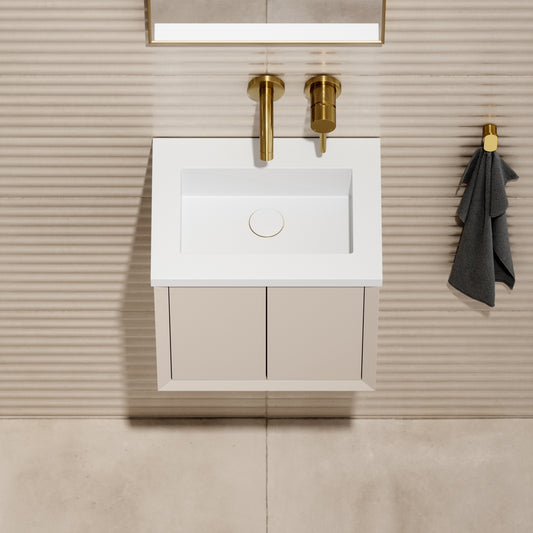 Volini Matte Cappuccino Mini Cloakroom Vanity Unit with Stone Basin 400mm