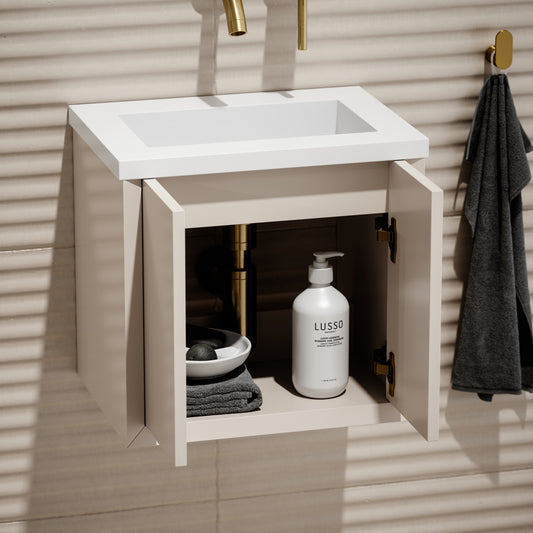Volini Matte Cappuccino Mini Cloakroom Vanity Unit with Stone Basin 400mm