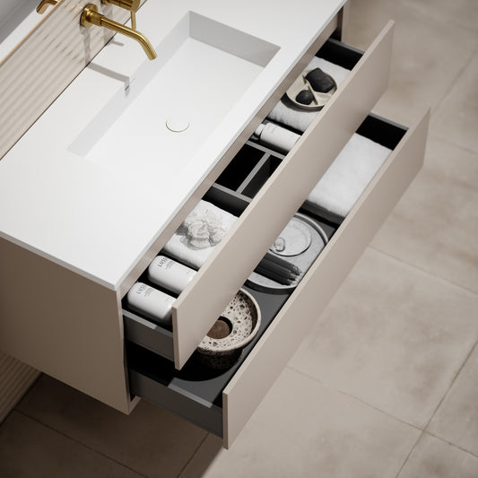Volini Matte Cappuccino Vanity Unit with Stone Basin 1200mm