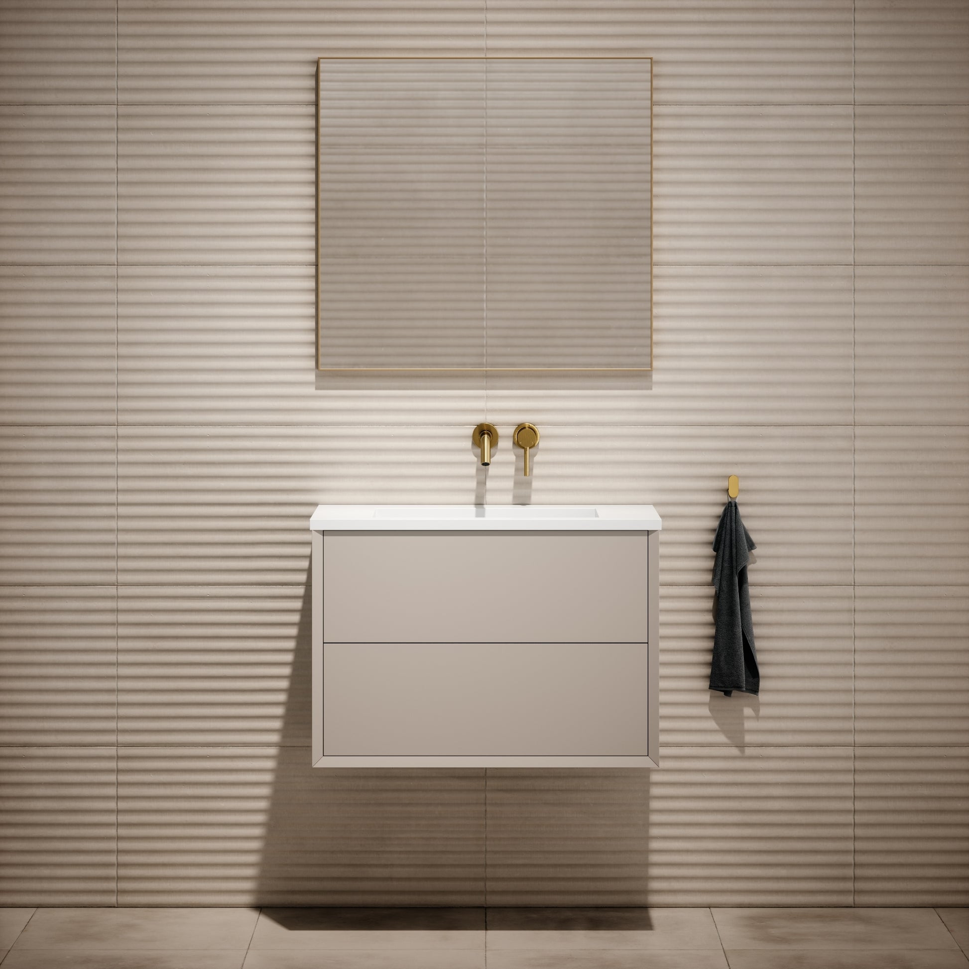 Volini Matte Cappuccino Vanity Unit with Stone Basin 800mm