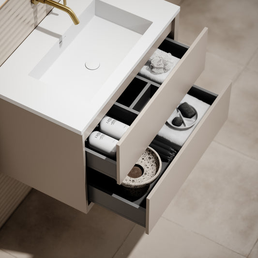 Volini Matte Cappuccino Vanity Unit with Stone Basin 800mm
