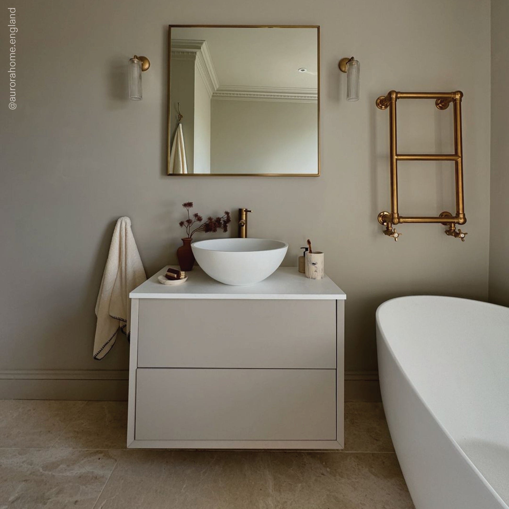 Volini Matte Cappuccino Vanity Unit with Stone Countertop 800mm