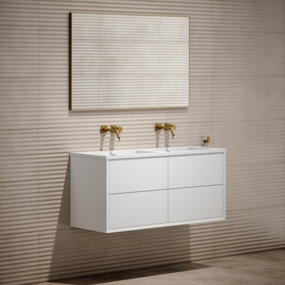 Volini Matte White Double Bathroom Vanity Unit 1200mm