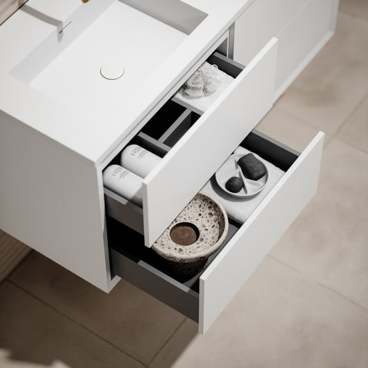 Volini Matte White Double Bathroom Vanity Unit 1200mm